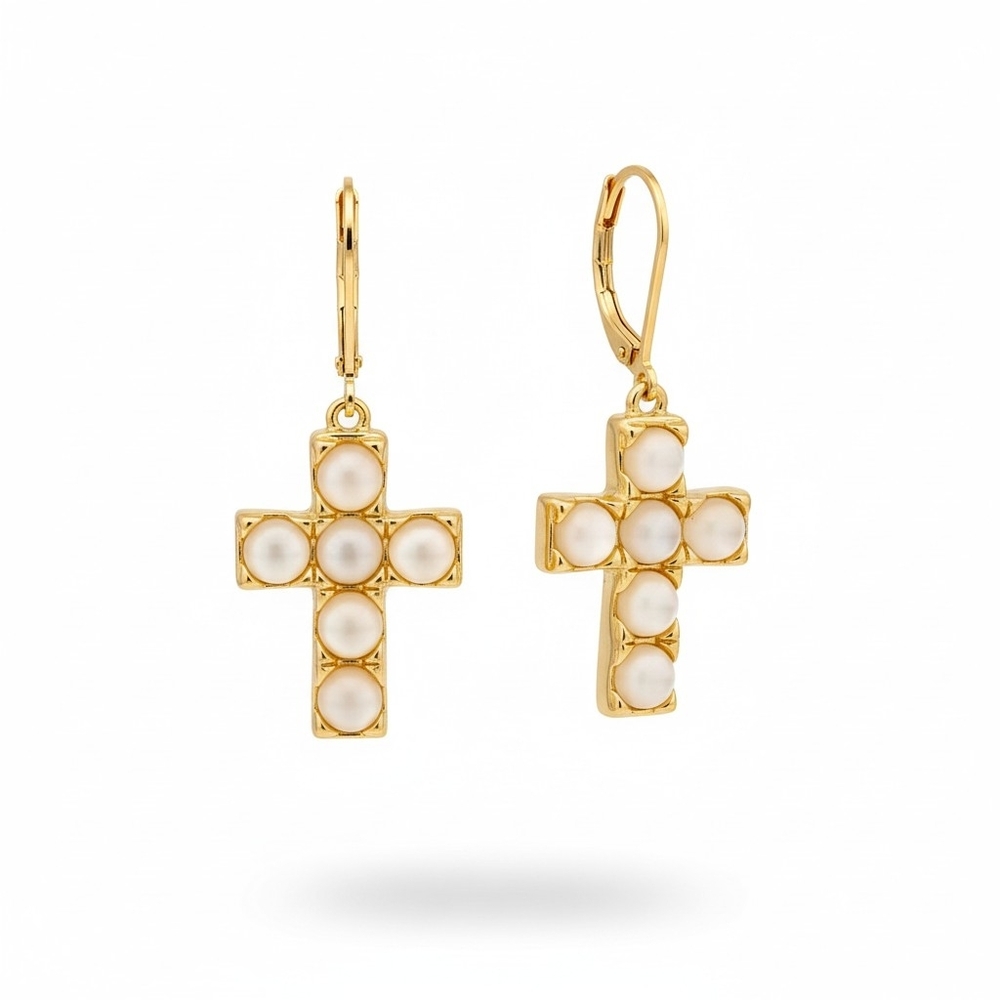 Robert Lee Morris Silver and White Cross Earrings - Picture 5 of 13